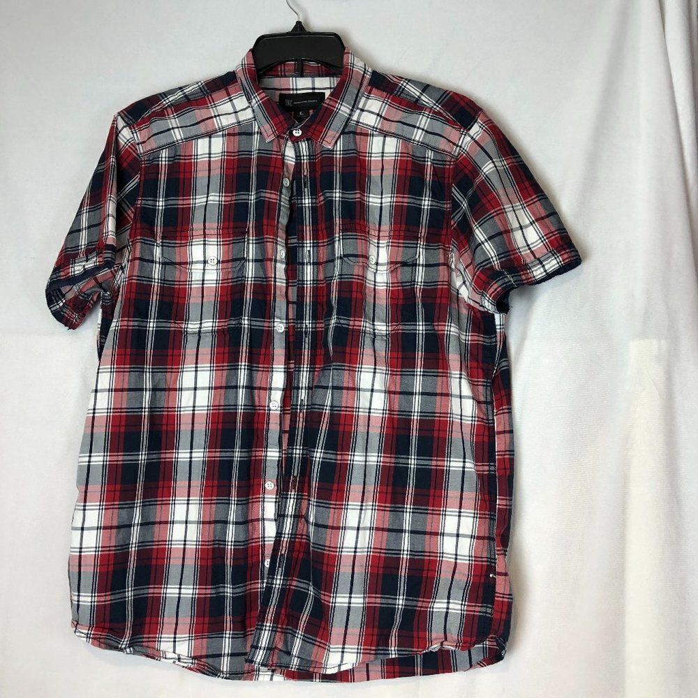 INC International Concepts Shirt Mens Plaid Size L Short Sleeve button down.  MT